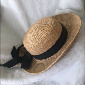 SCALA  HAT NATURAL WITH BLACK RIBBON. ADJUSTABLE